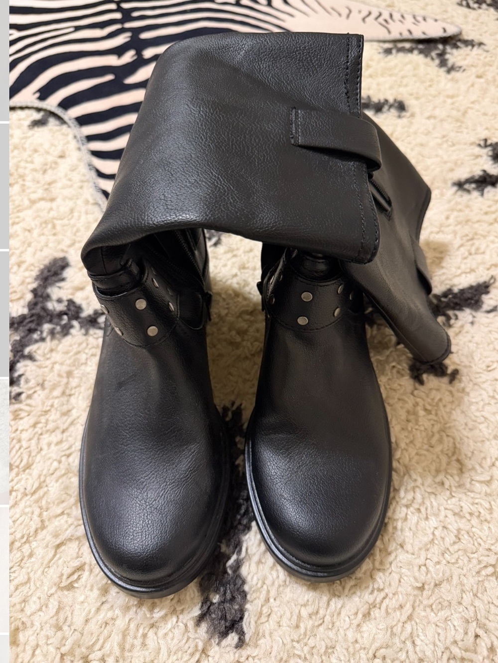 Black Leather Moto Boots